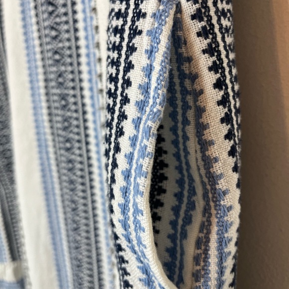 J Jill Blue White Cotton Embroidered Tiered Midi Summer Dress - Picture 5 of 9